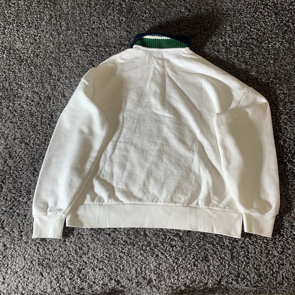 Tory Burch White Polo Sweatshirt with‎ Green and Blue Accents - Picture 3 of 9